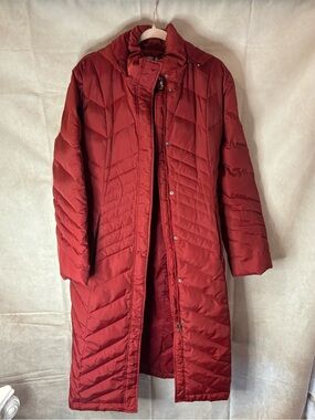 Women's Long Red Quilted Puffer Coat